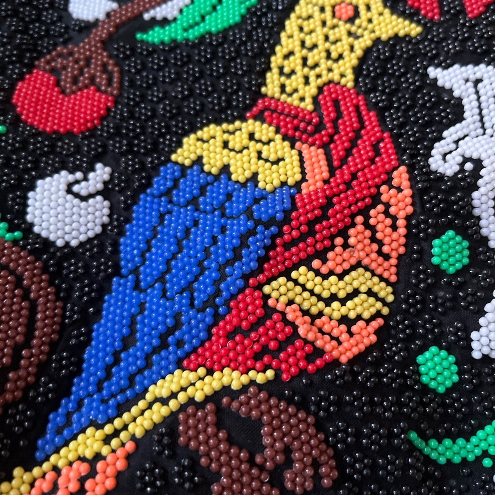 Vintage Unbranded Beaded Two Bird Clutch Purse - Picture 3 of 7